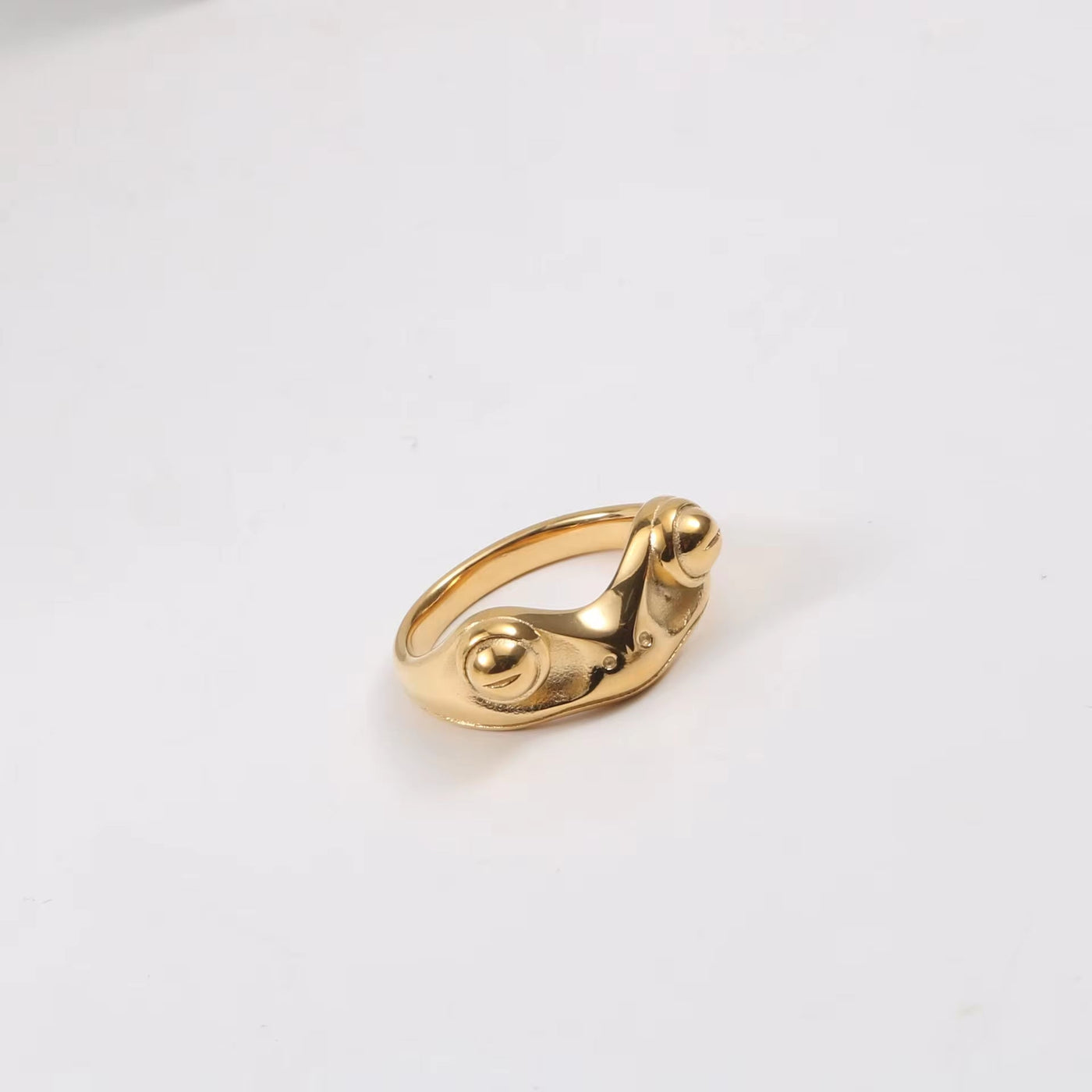 18K Gold Plated Stainless Steel Frog Rings Frog Shape Design Waterproof High Polished Hip Hop Rings for Women