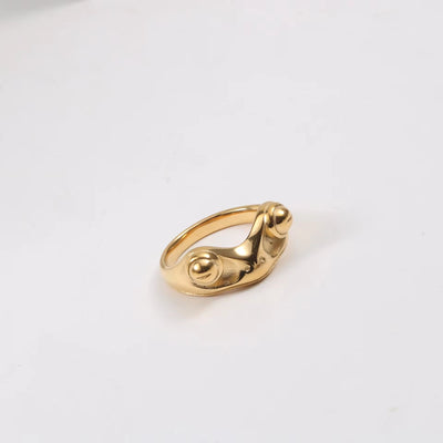 18K Gold Plated Stainless Steel Frog Rings Frog Shape Design Waterproof High Polished Hip Hop Rings for Women