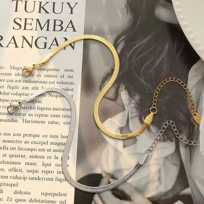 Wholesale Custom Stainless Steel Gold Plated 18K Gold 3Mm Snake Chain Necklace Bracelet Chain Set for Women