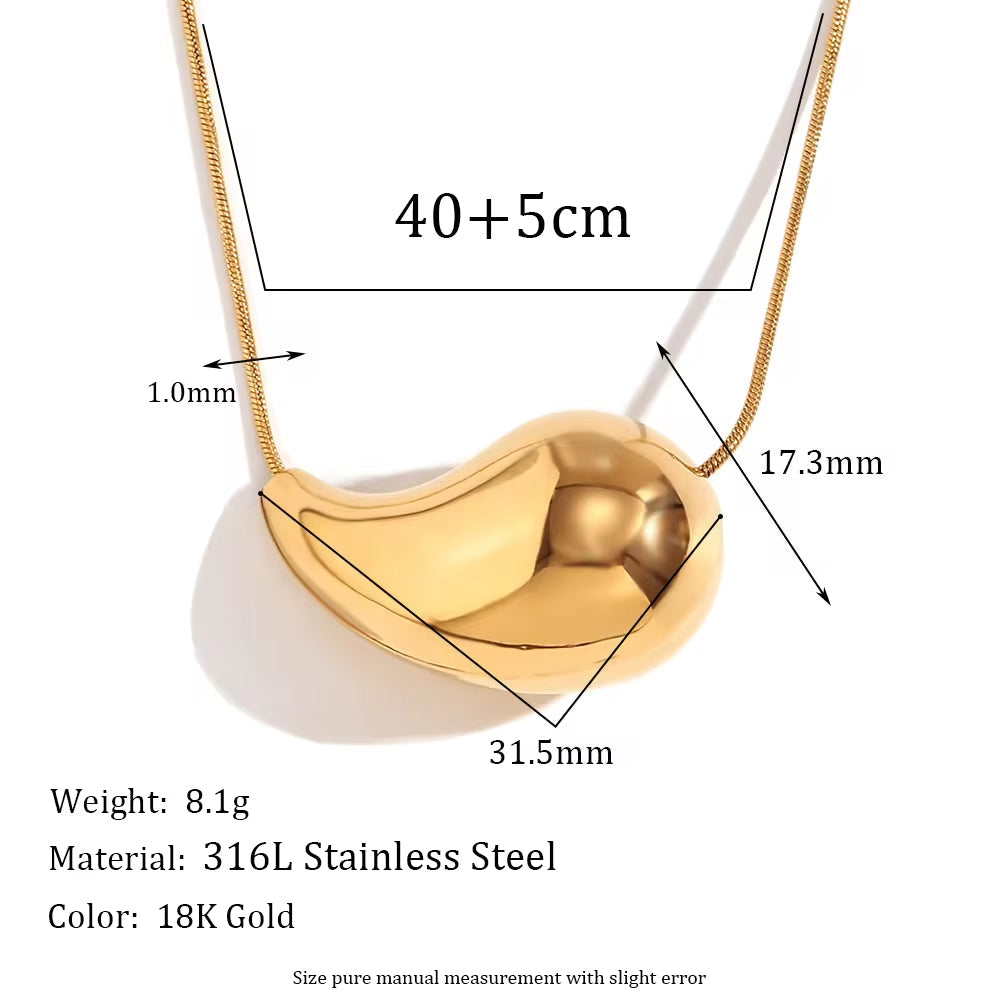 Hollow Water Drop Pendant Necklace Tarnish Free Jewelry Gold Plated Stainless Steel Necklace Collier Acier Inoxydable Bijoux