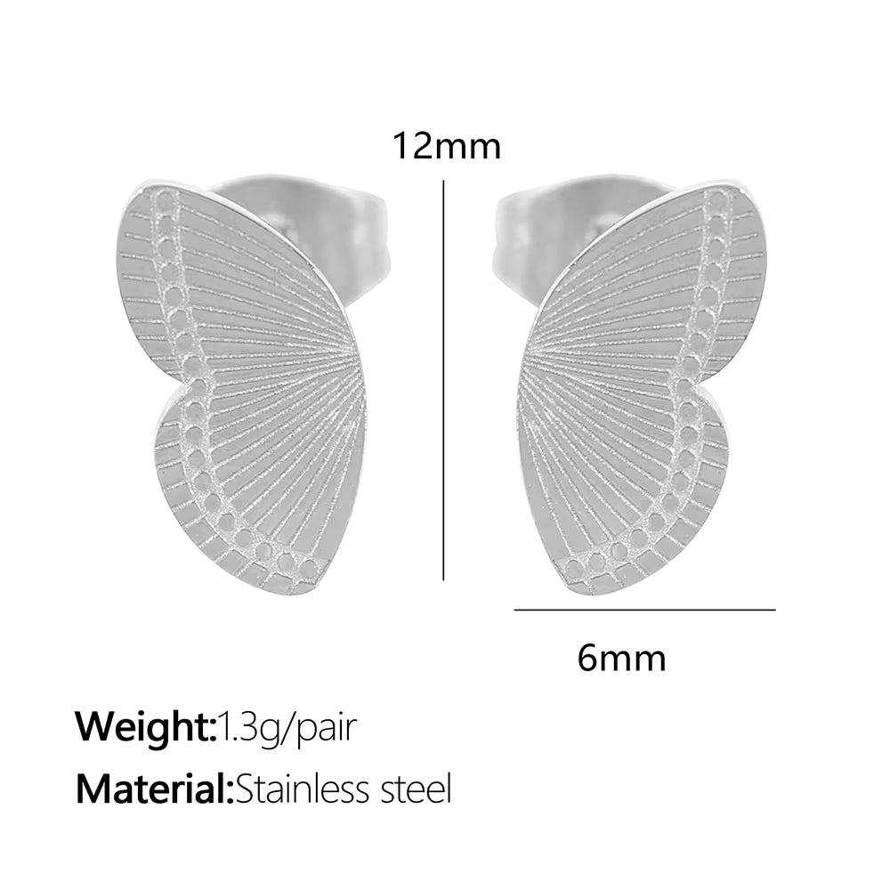 JEWELRY EH240-1 French Fashion Stainless Steel 18K Gold Plated Butterfly Shape Earrings for Women