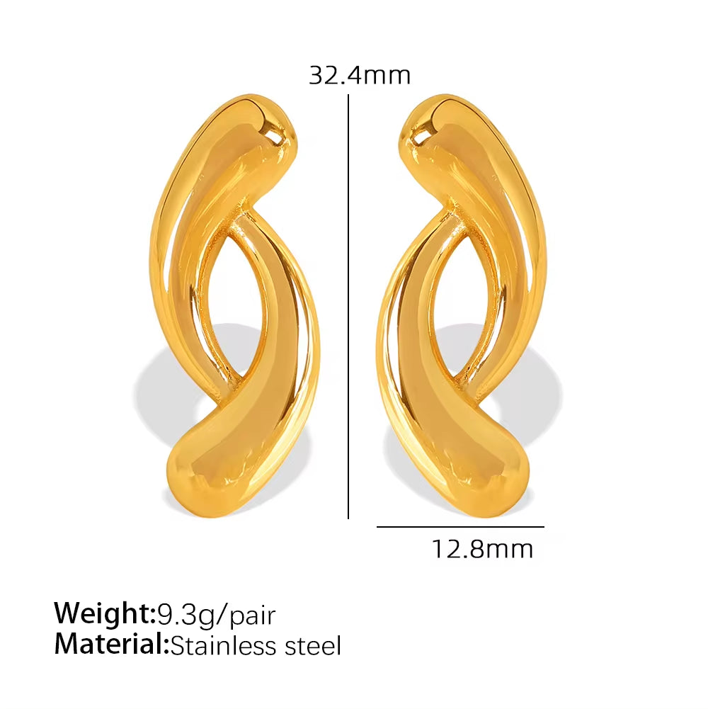 JEWELRY EH279 Simple and Versatile Irregular Circle Geometric Earrings Stainless Steel 18K Gold Plated Earrings