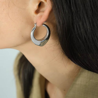 JEWELRY EH24-EH25 French High Quality Earrings Glossy Stainless Steel 18K Gold Plated Earrings Wholesale