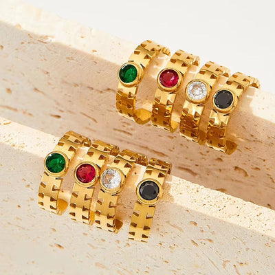 Wholesale Tarnish Free Jewelry 18K Gold Plated Stainless Steel Hook Earrings Colorful Cz Crystal Hoop Earrings for Women