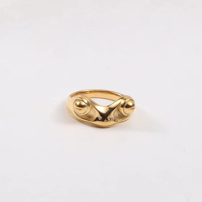 18K Gold Plated Stainless Steel Frog Rings Frog Shape Design Waterproof High Polished Hip Hop Rings for Women