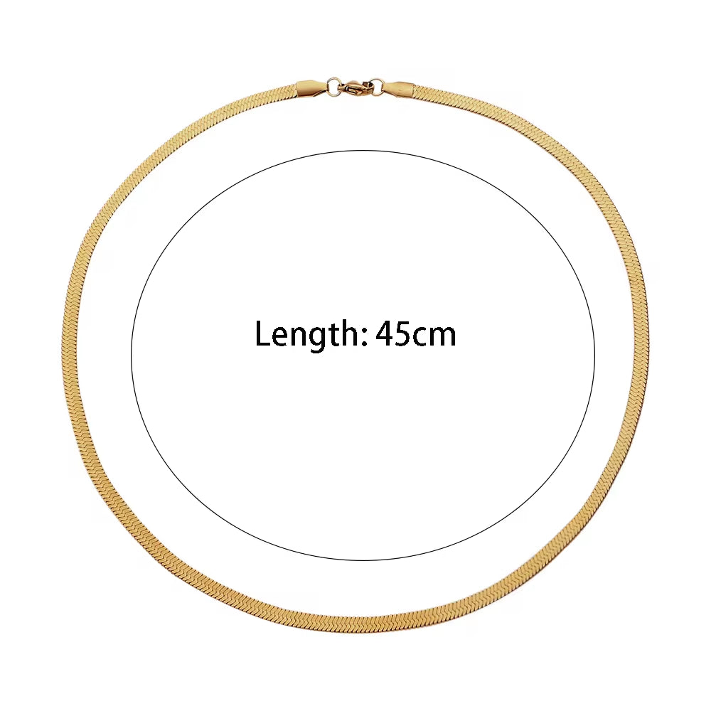 Tarnish Free 18K Gold PVD Plated Jewelry Stainless Steel Herryingbone Chain Necklace