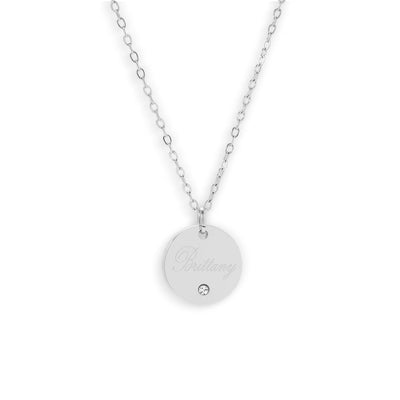Custom/Personalized Round Pendant Necklace w/ Gemstone