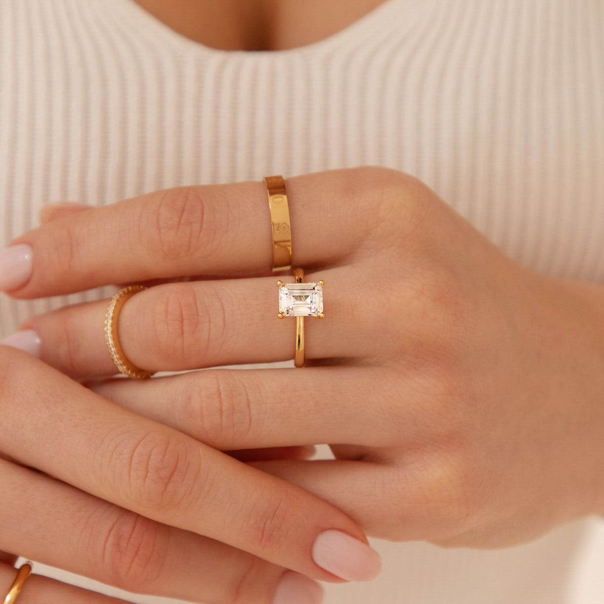 Emerald Cut Solitaire Ring (Gold)