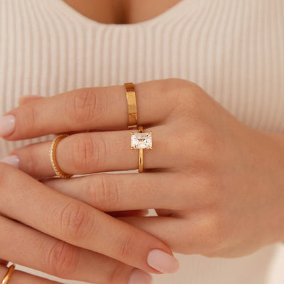 Emerald Cut Solitaire Ring (Gold)