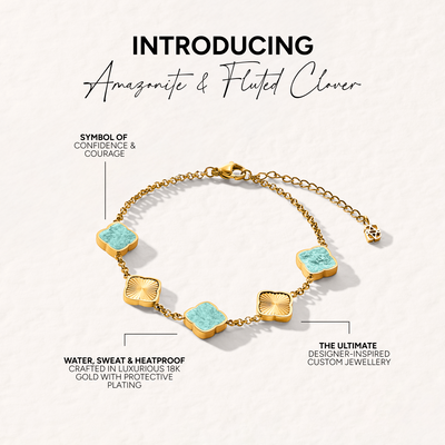 Amazonite & Fluted Clover Bracelet (Gold)