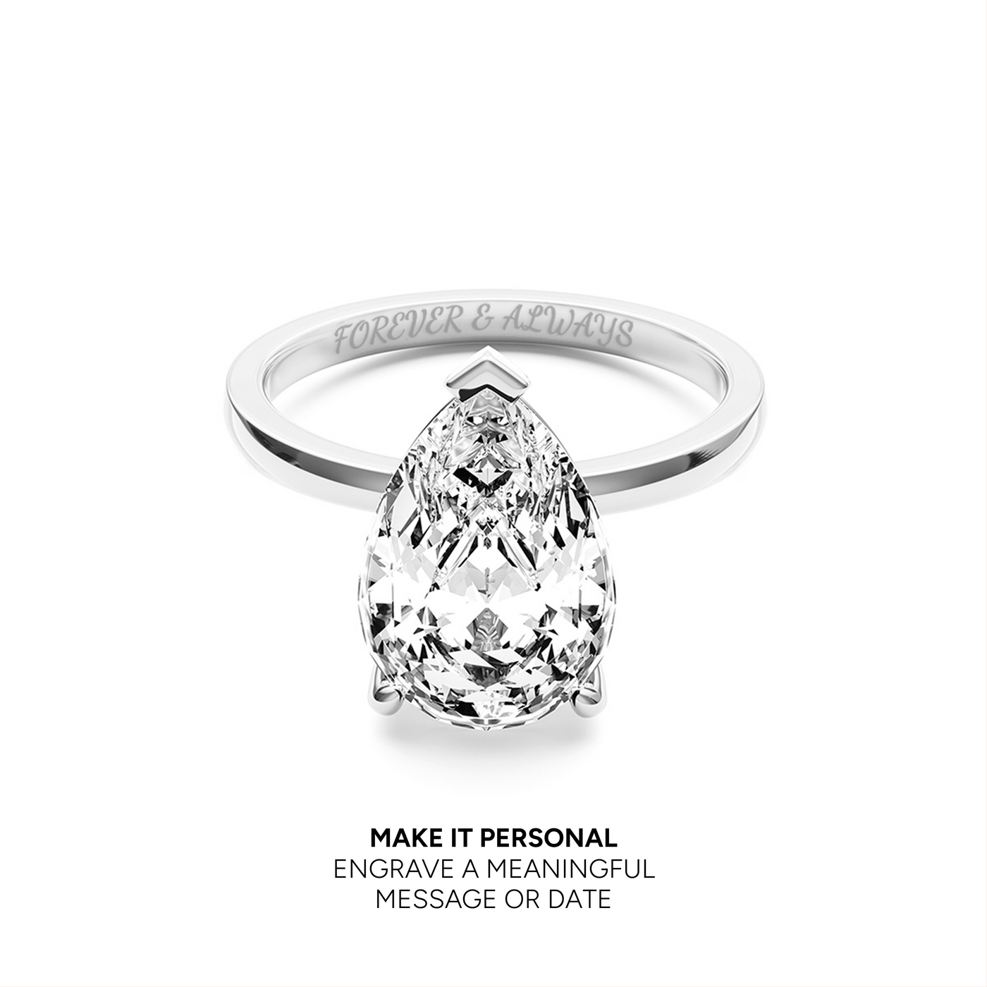 Pear Cut Solitaire Ring (Silver)
