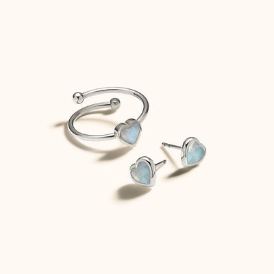 Blue Heart Ring (Silver)