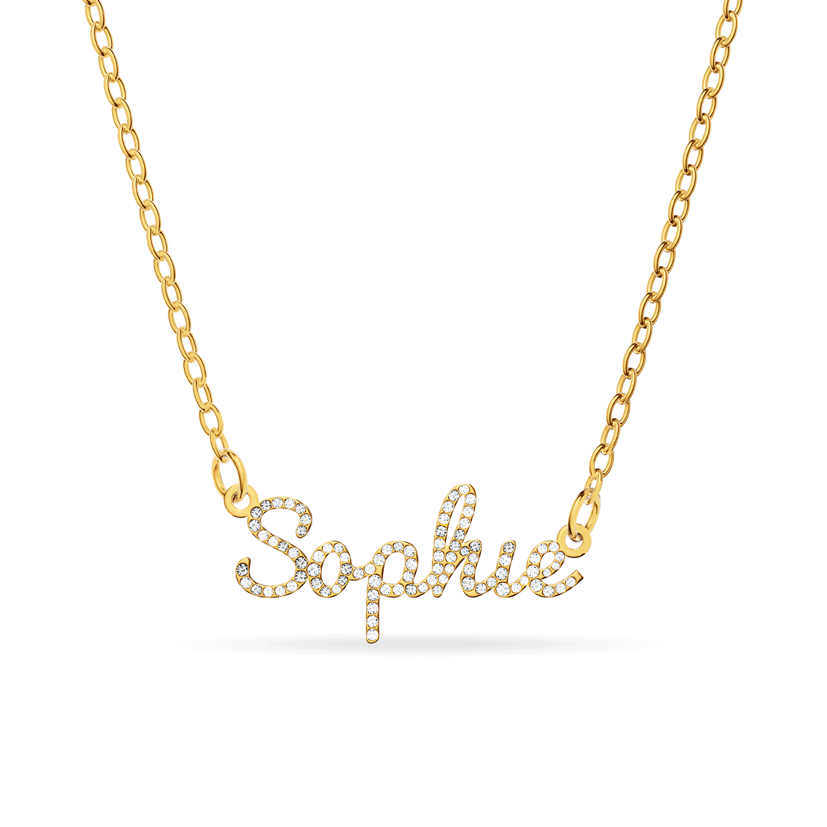 Crystal Cursive Name Necklace (Gold)
