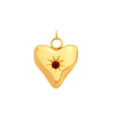 Molten Heart Birthstone Charm (Gold)