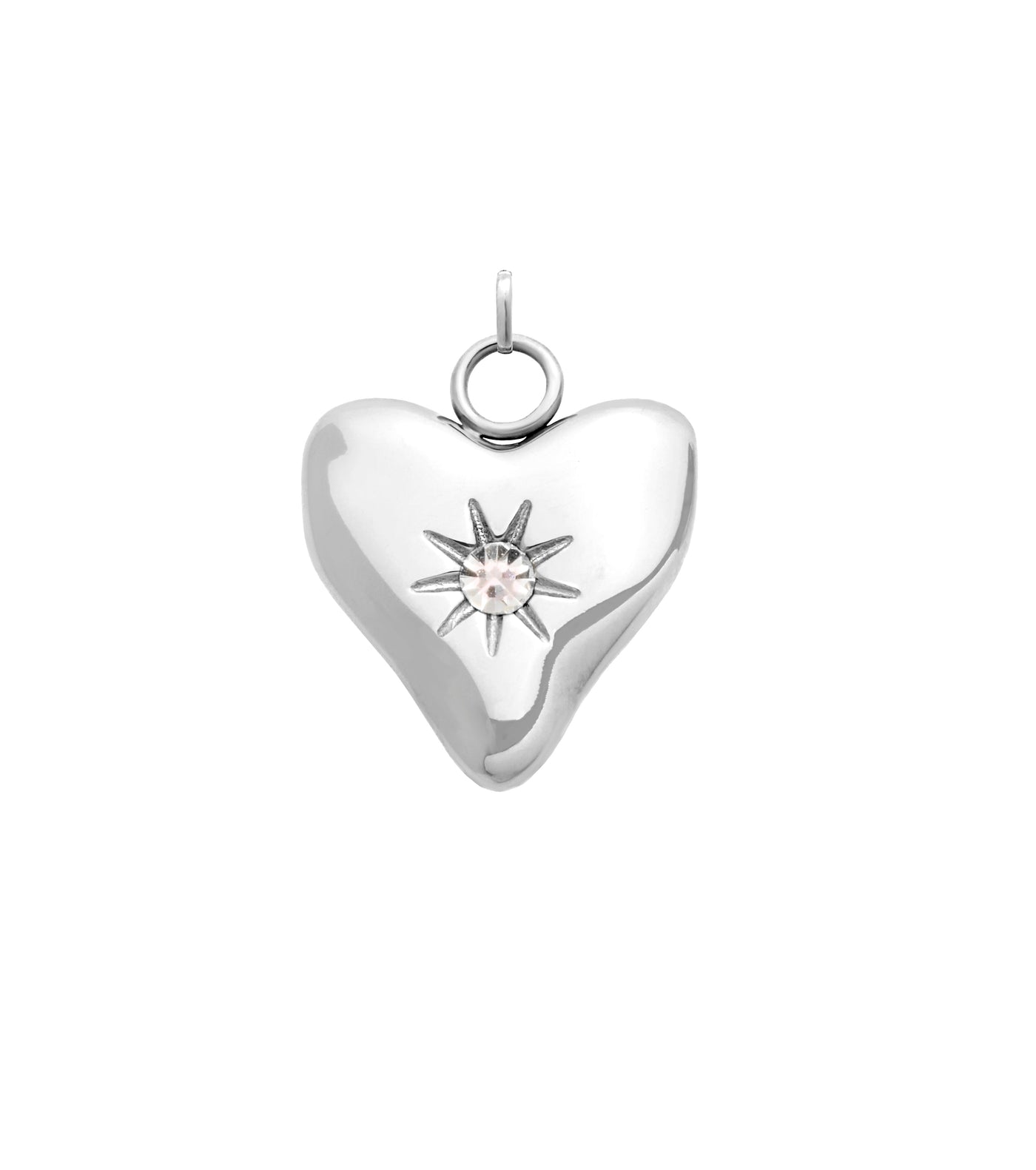 Molten Heart Birthstone Charm (Silver)