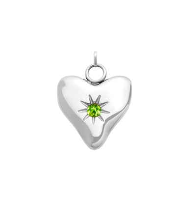 Molten Heart Birthstone Charm (Silver)