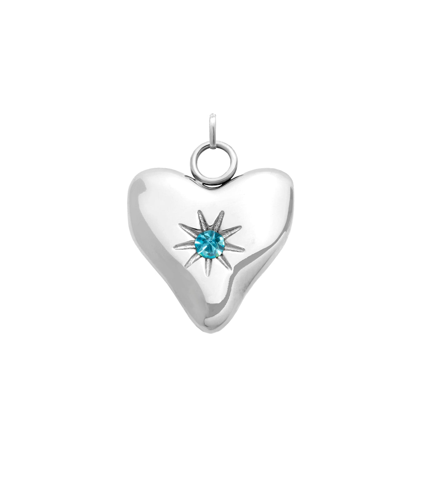 Molten Heart Birthstone Charm (Silver)