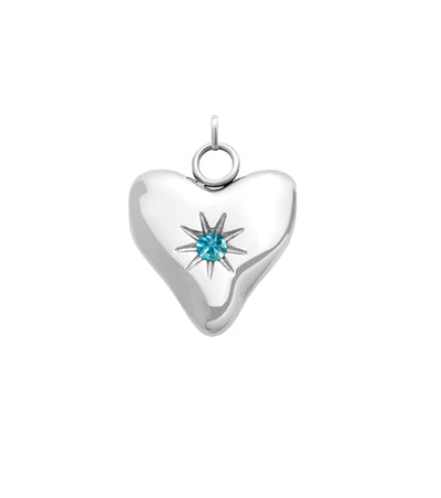 Molten Heart Birthstone Charm (Silver)