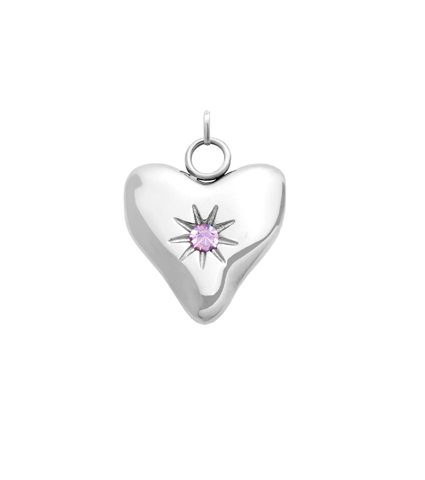 Molten Heart Birthstone Charm (Silver)