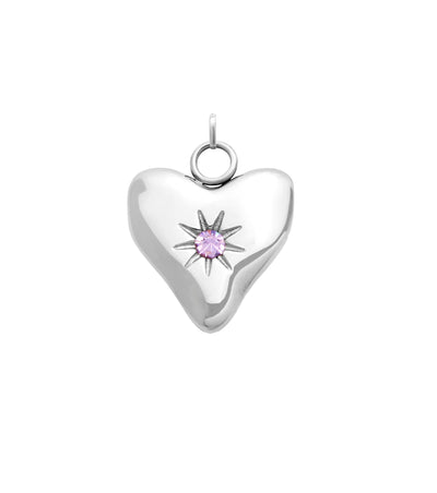Molten Heart Birthstone Charm (Silver)