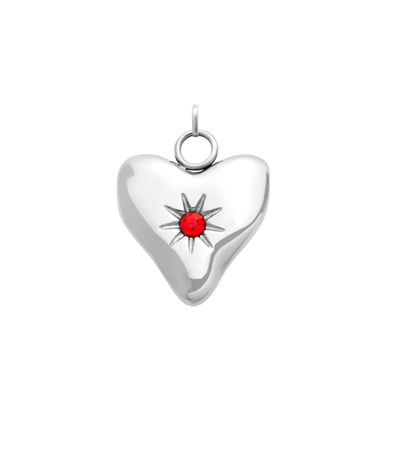 Molten Heart Birthstone Charm (Silver)