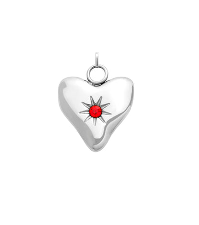 Molten Heart Birthstone Charm (Silver)