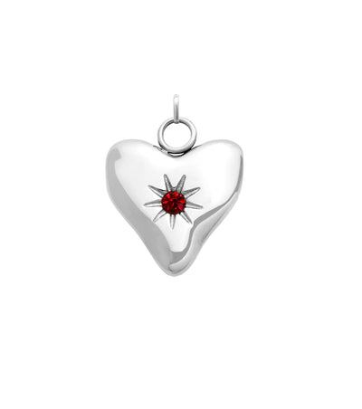 Molten Heart Birthstone Charm (Silver)