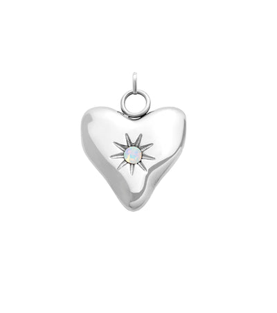 Molten Heart Birthstone Charm (Silver)