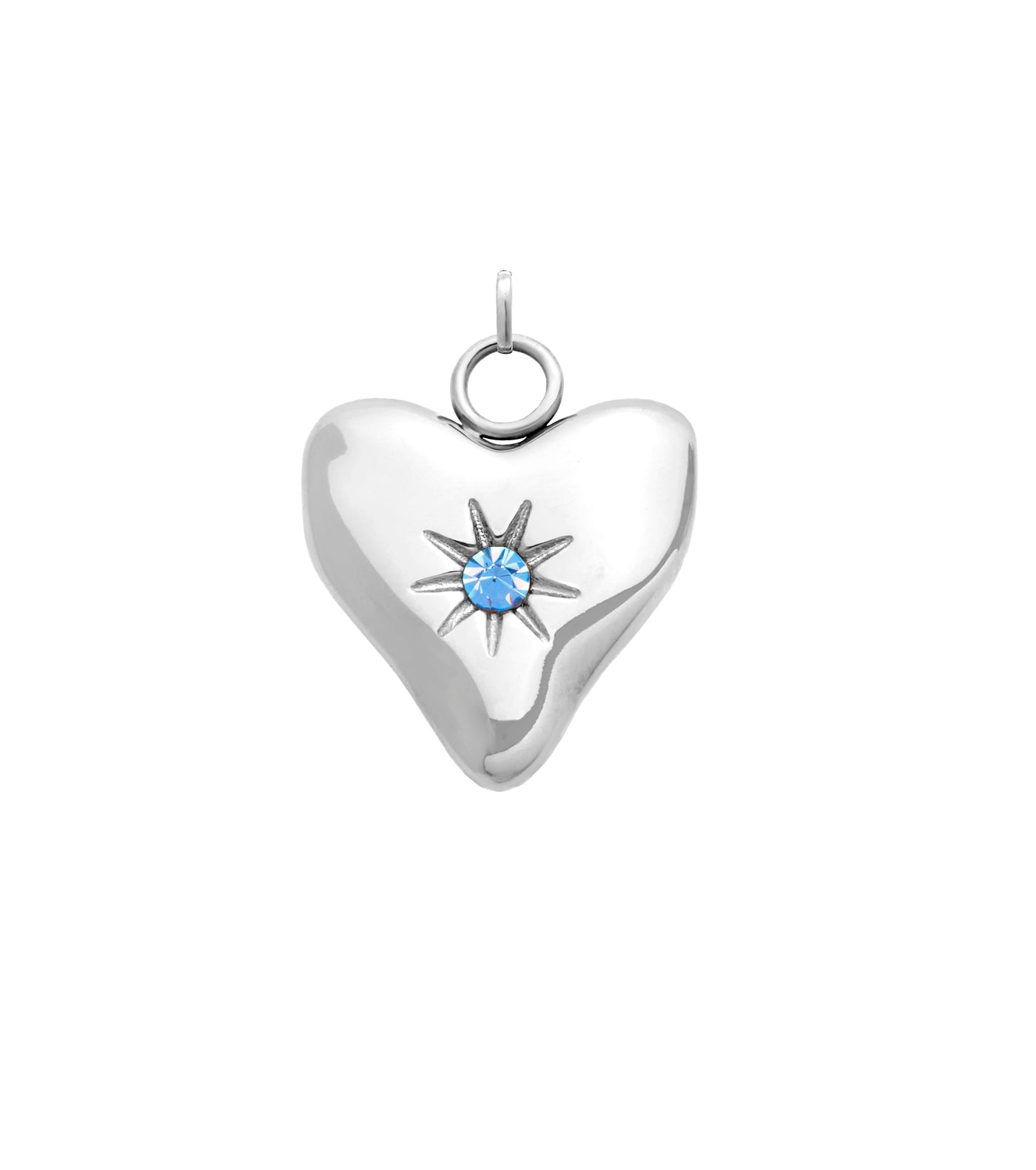 Molten Heart Birthstone Charm (Silver)