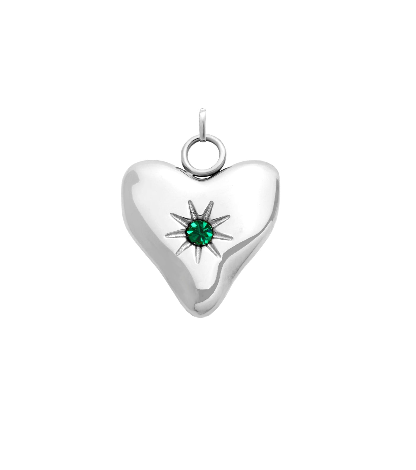Molten Heart Birthstone Charm (Silver)