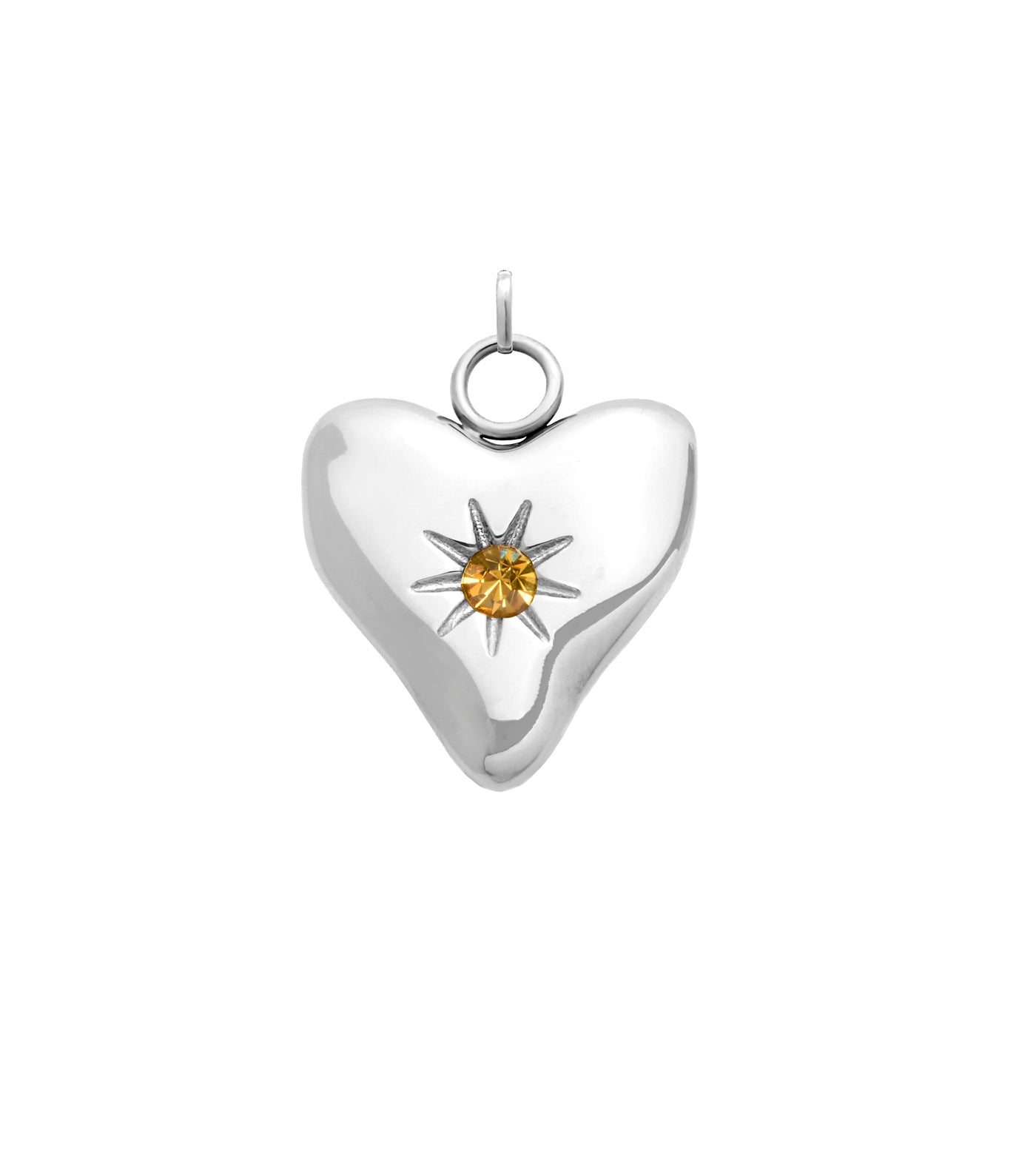 Molten Heart Birthstone Charm (Silver)