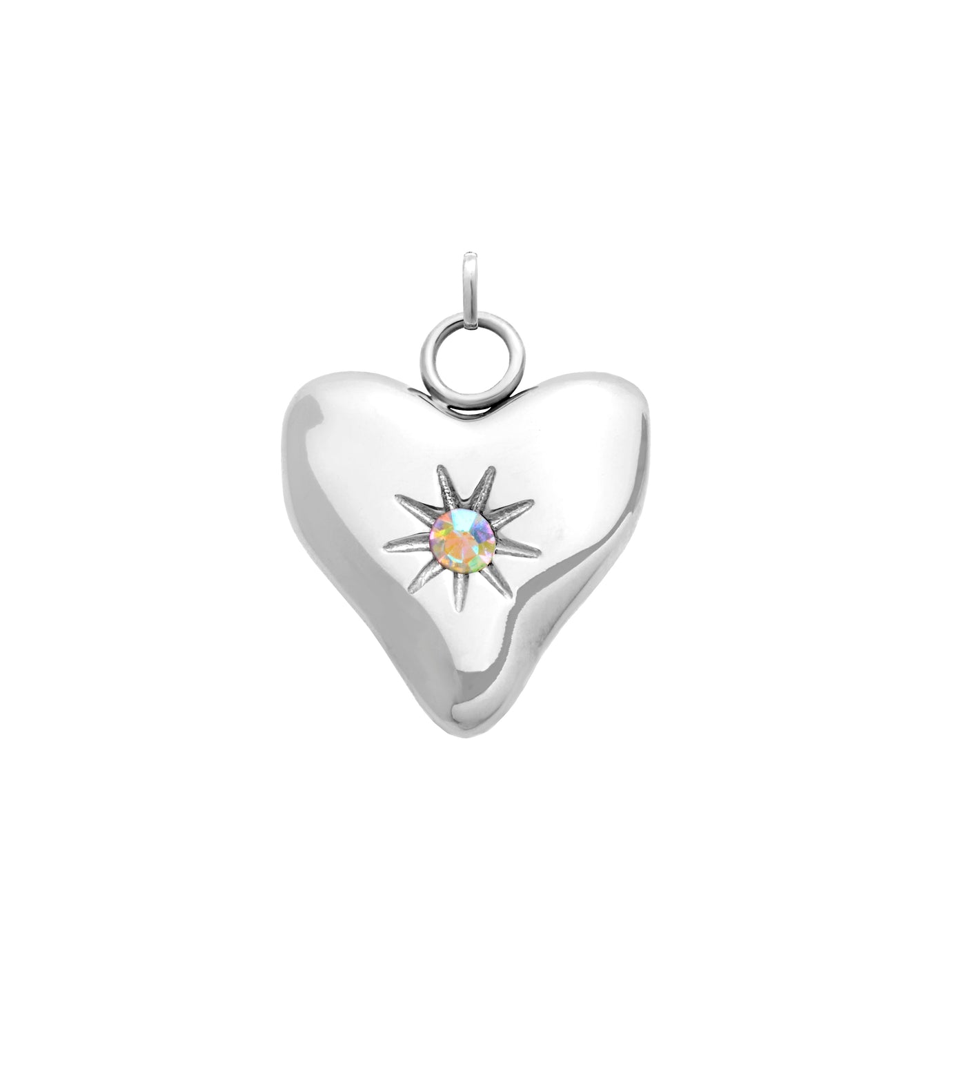Molten Heart Birthstone Charm (Silver)