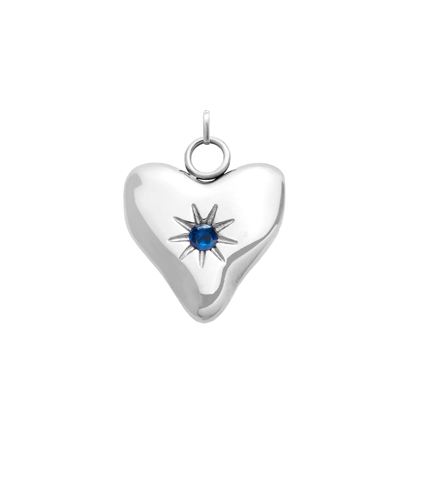 Molten Heart Birthstone Charm (Silver)