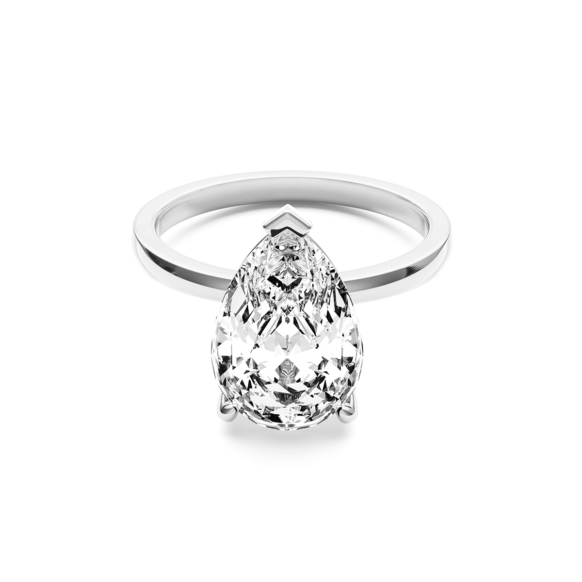 Pear Cut Solitaire Ring (Silver)