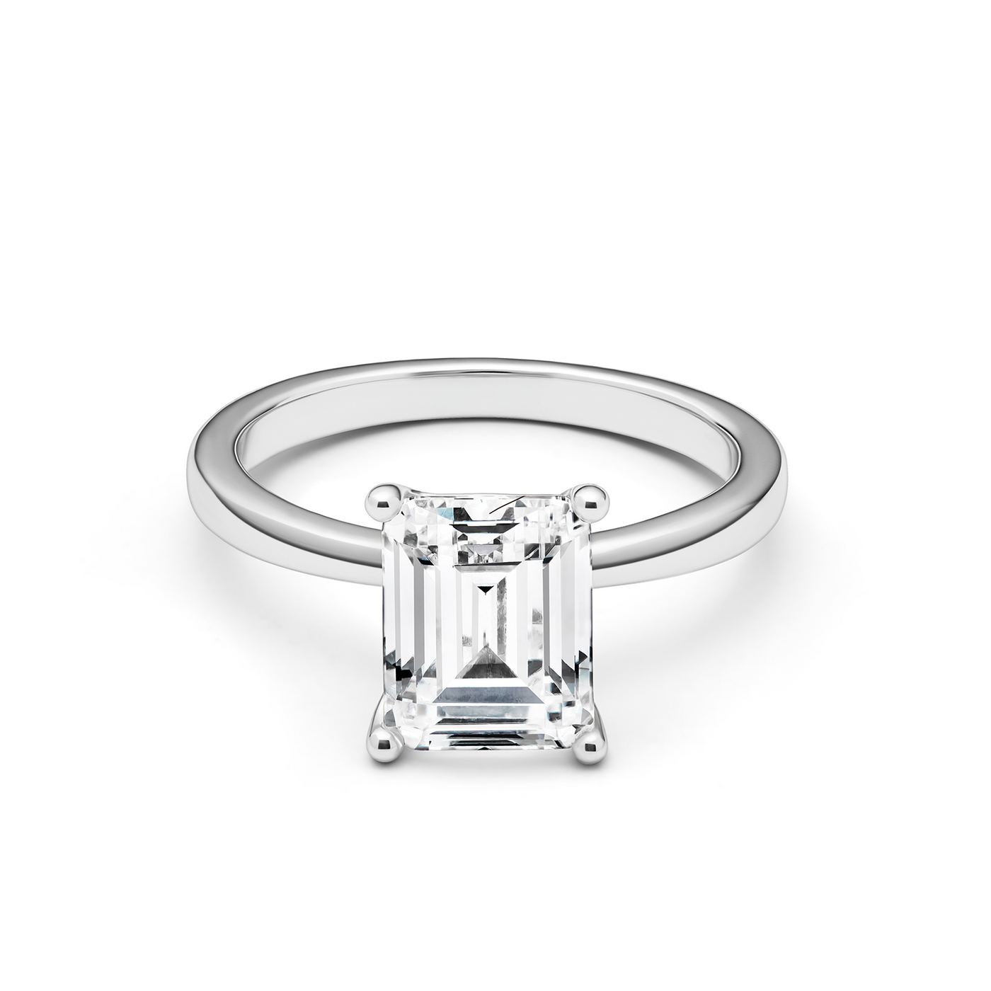 Emerald Cut Solitaire Ring (Silver)