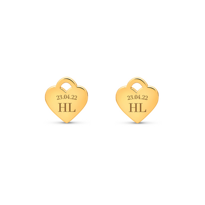 Heart Token Stud Earring (Gold)