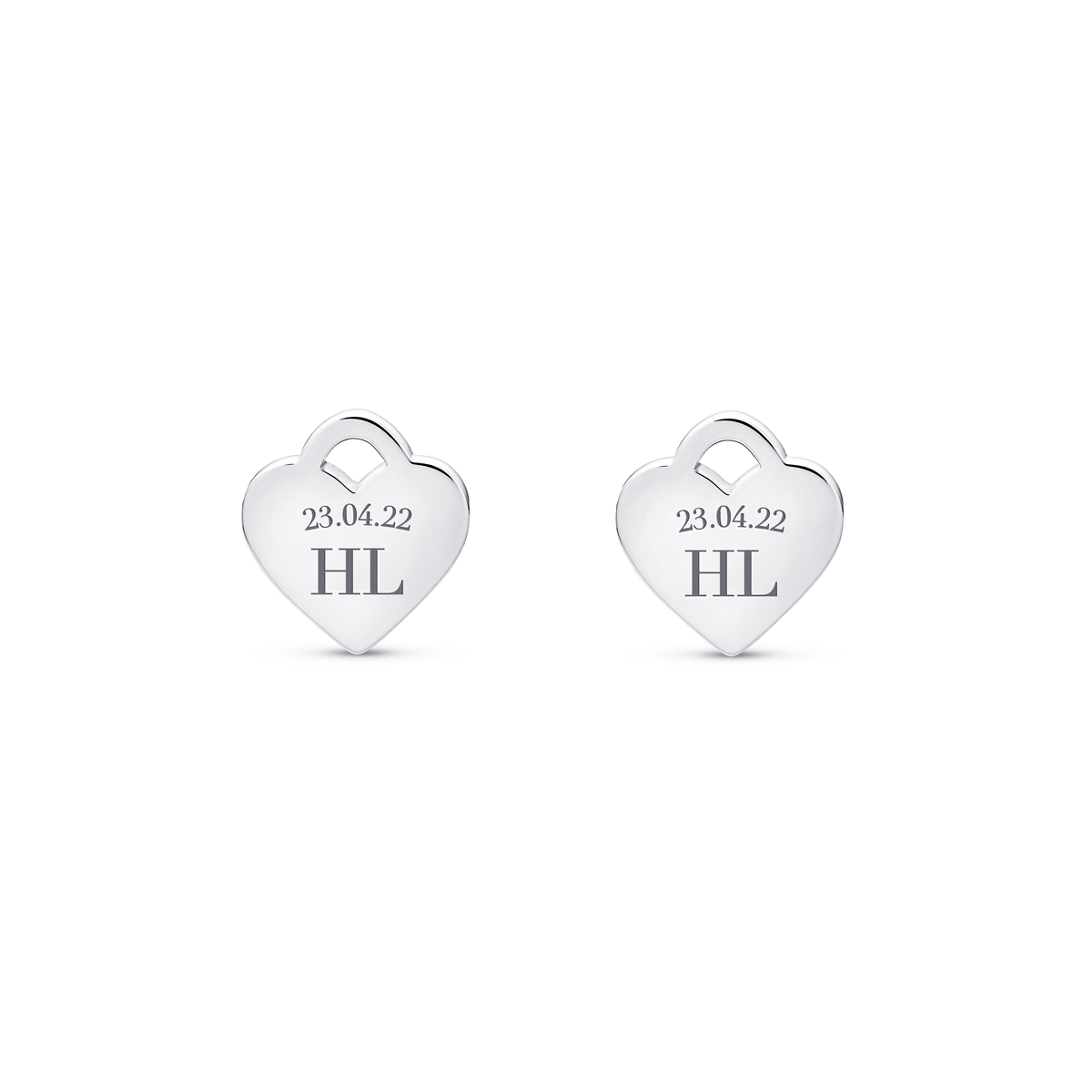 Heart Token Stud Earring (Silver)