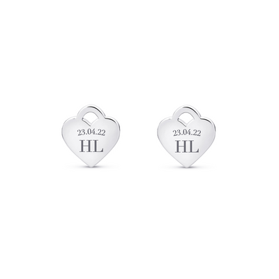 Heart Token Stud Earring (Silver)