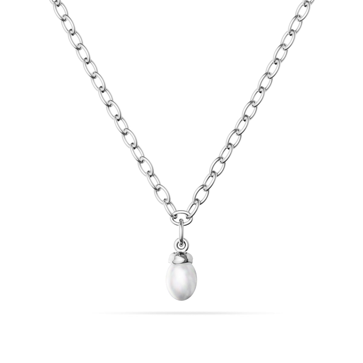 Fine Organic Pearl Necklace (Silver)