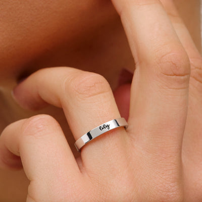 Fine Script Name Ring (Silver)