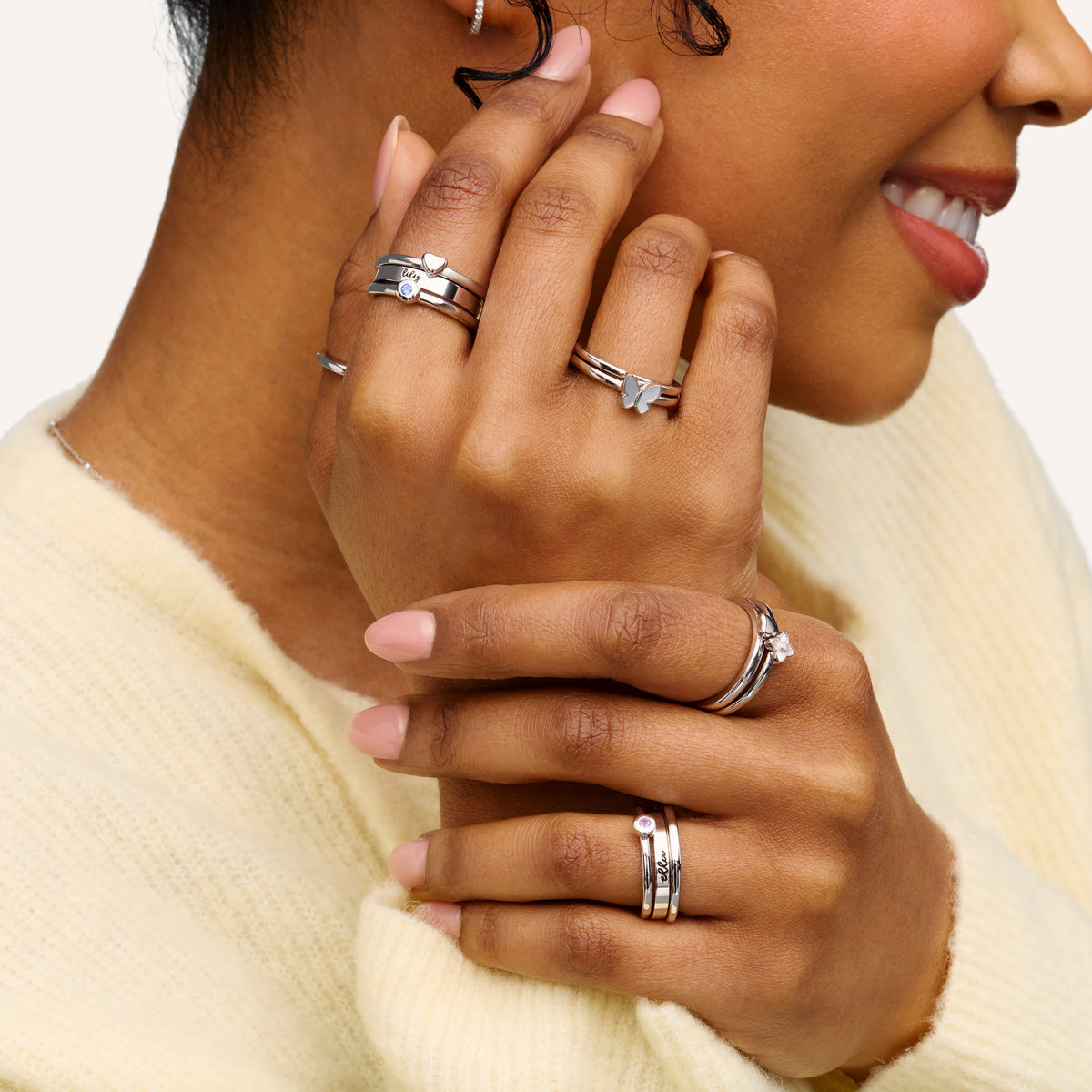 Fine Molten Organic Birthstone Ring (Silver)