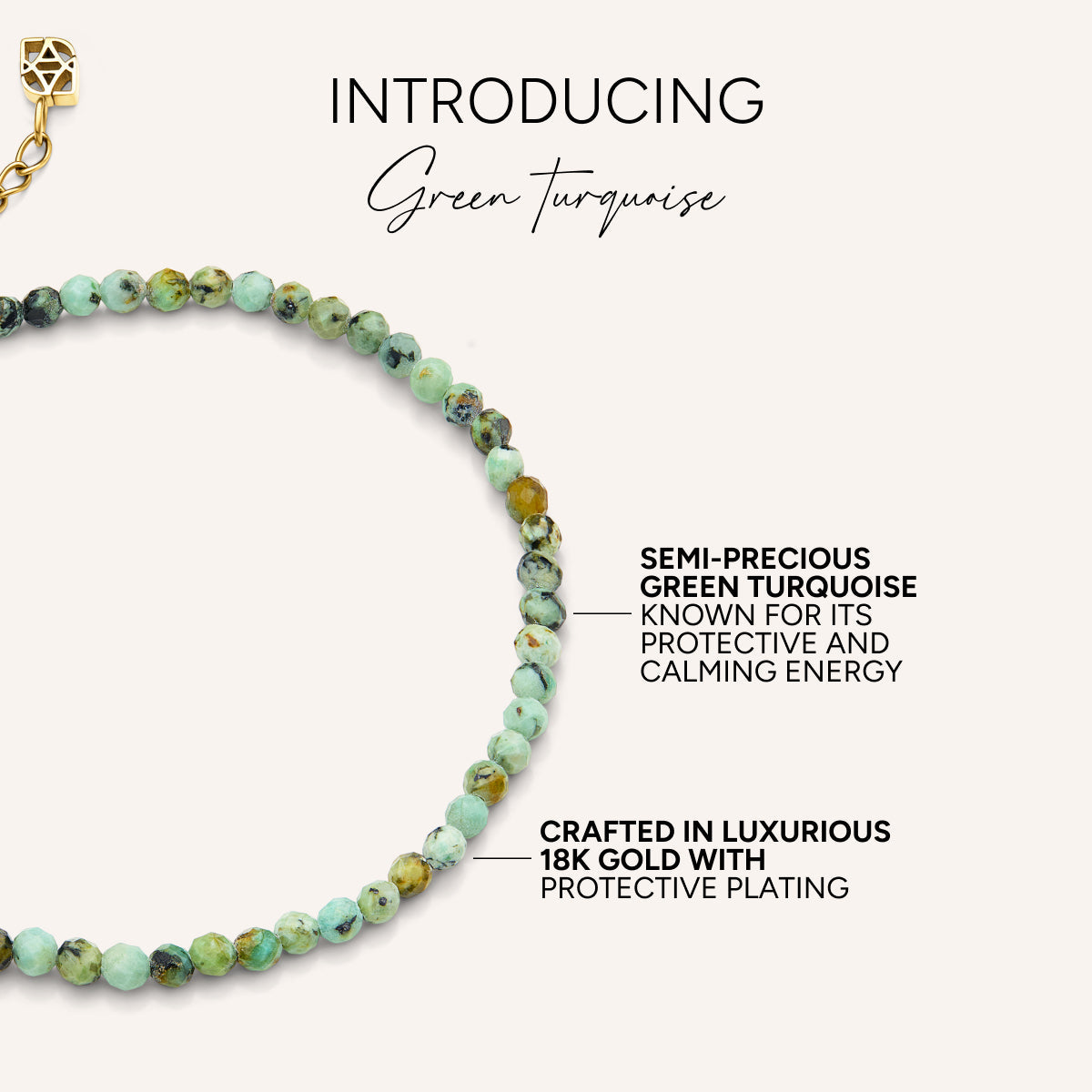Green Turquoise Beaded Bracelet (Gold)