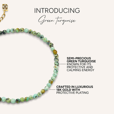 Green Turquoise Beaded Bracelet (Gold)