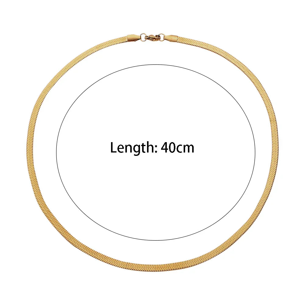 Tarnish Free 18K Gold PVD Plated Jewelry Stainless Steel Herryingbone Chain Necklace