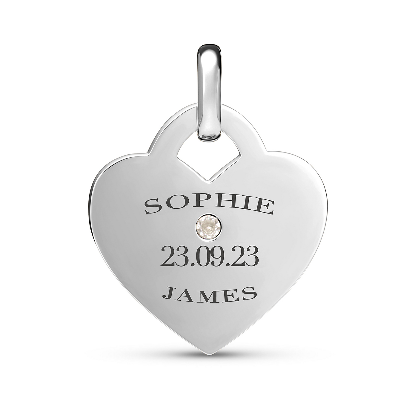 Birthstone Heart Token Pendant (Silver)