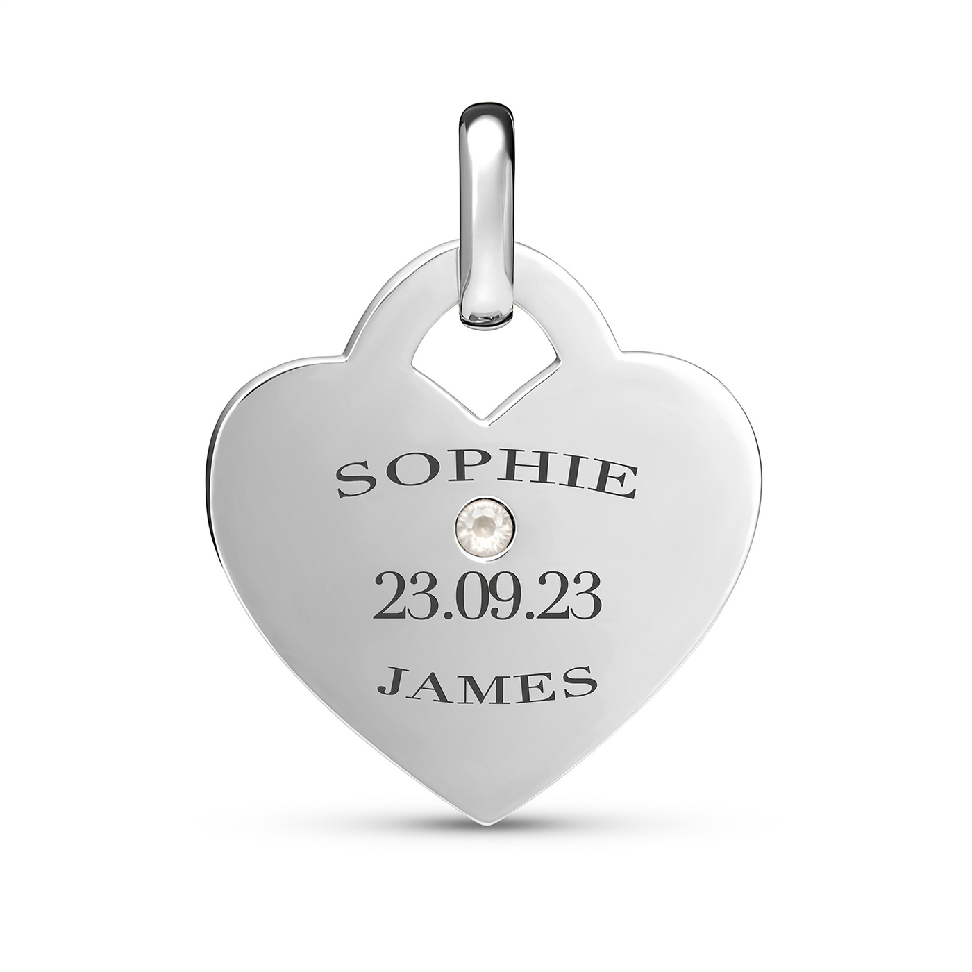 Birthstone Heart Token Pendant (Silver)