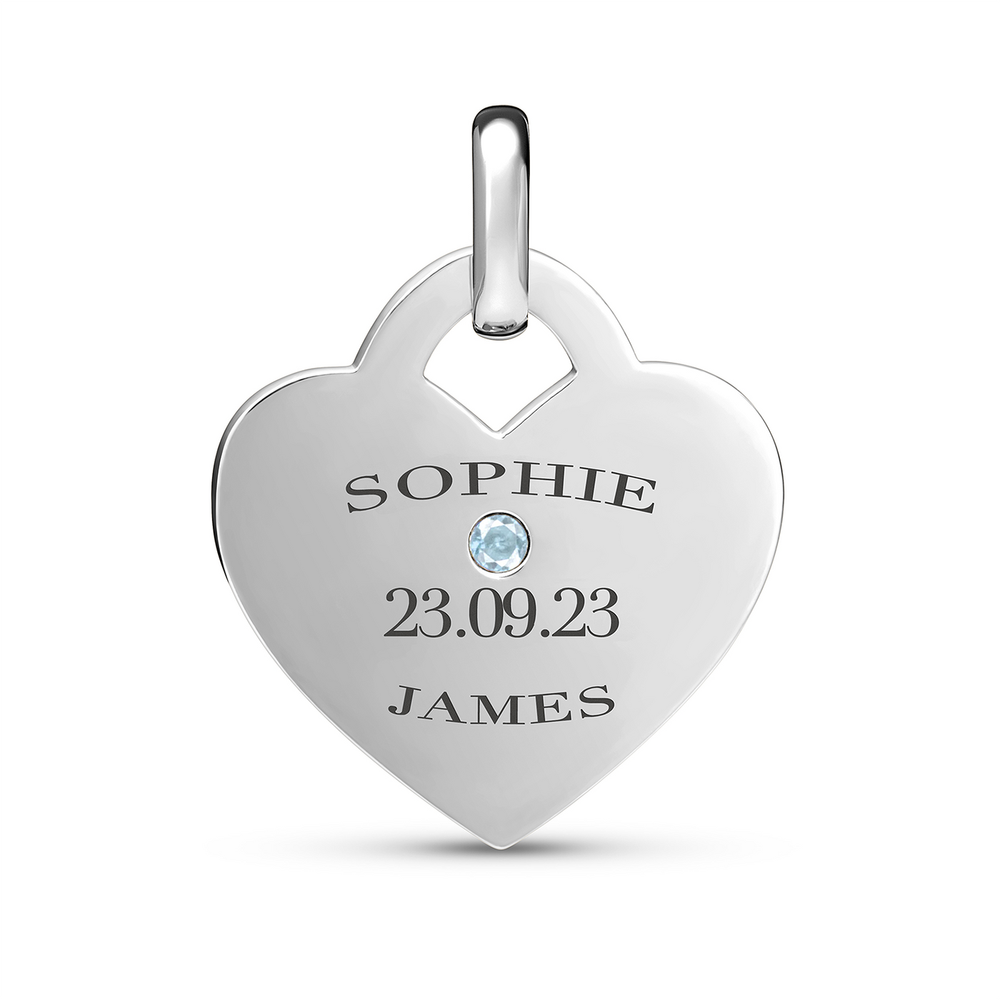 Birthstone Heart Token Pendant (Silver)