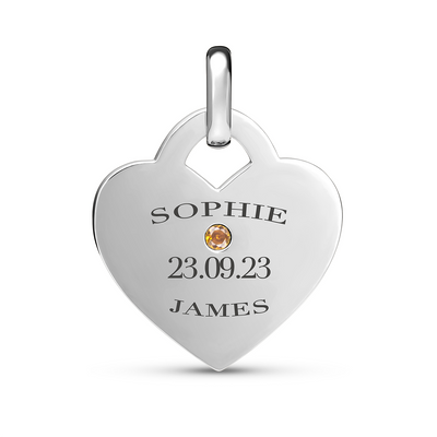 Birthstone Heart Token Pendant (Silver)