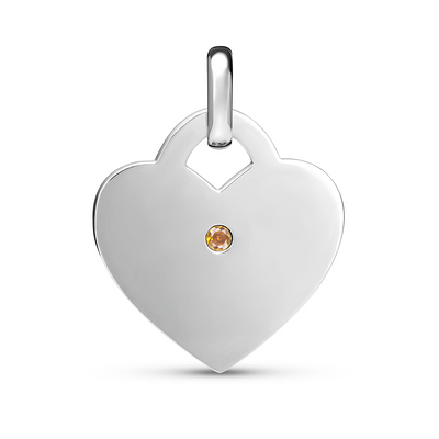 Birthstone Heart Token Pendant (Silver)