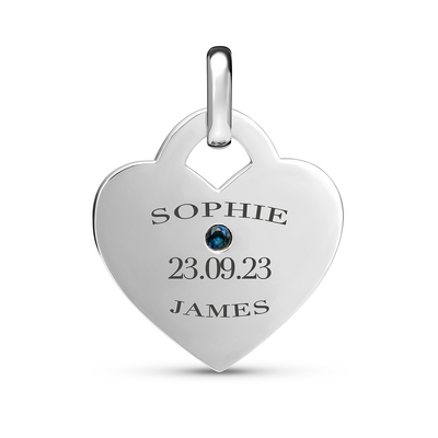 Birthstone Heart Token Pendant (Silver)